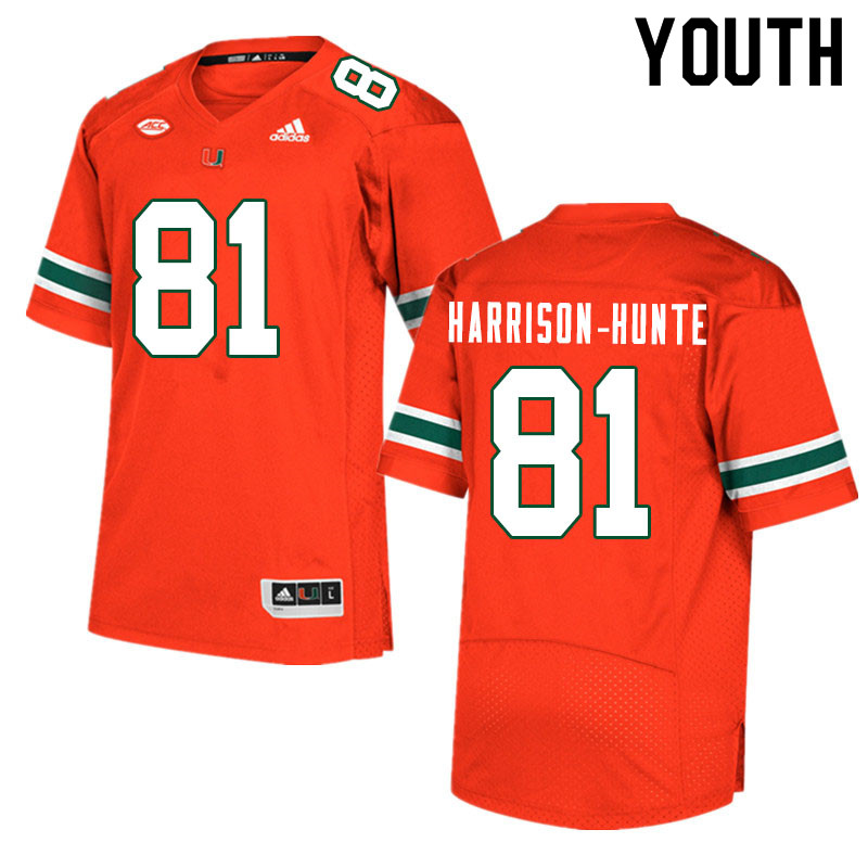 Youth #81 Jared Harrison-Hunte Miami Hurricanes College Football Jerseys Sale-Orange